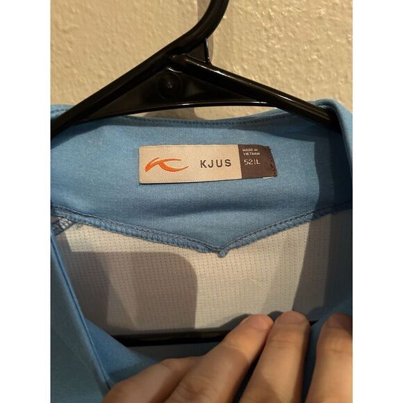 Kjus Mens 52 Large 1/2 Zip Pullover Performance Stretch Light Blue Golf - Picture 2 of 9